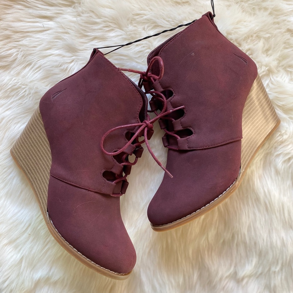 Dark Red Ankle Booties